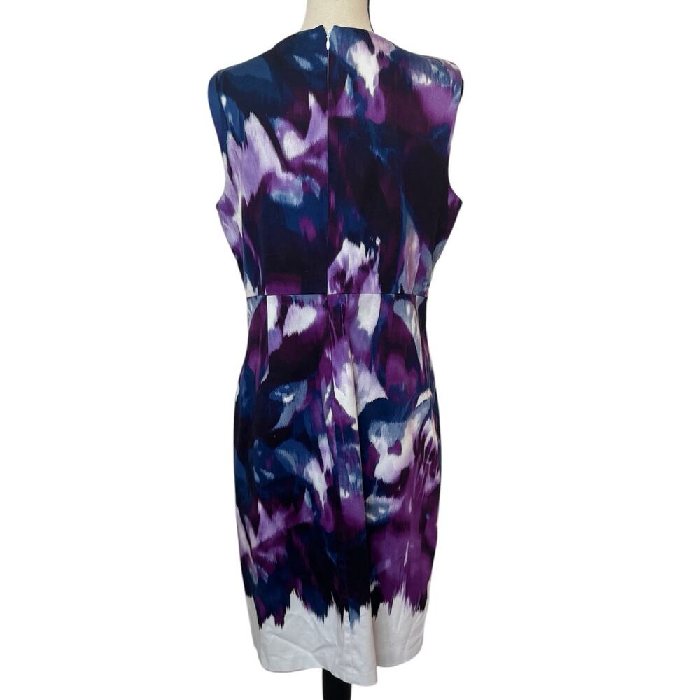 Tahari Chambray Dress Women's Plus Size 14 Sleeveless Sheath V-Neck‎ Purple/Blue - Picture 2 of 4